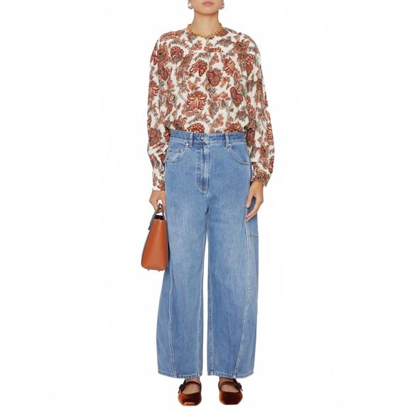 NEW ULLA JOHNSON esen long sleeve blouse in freesia - Picture 1 of 5